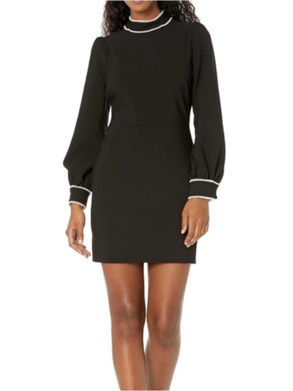 Likely Black Lovey Mini Dress with Pearl Trim